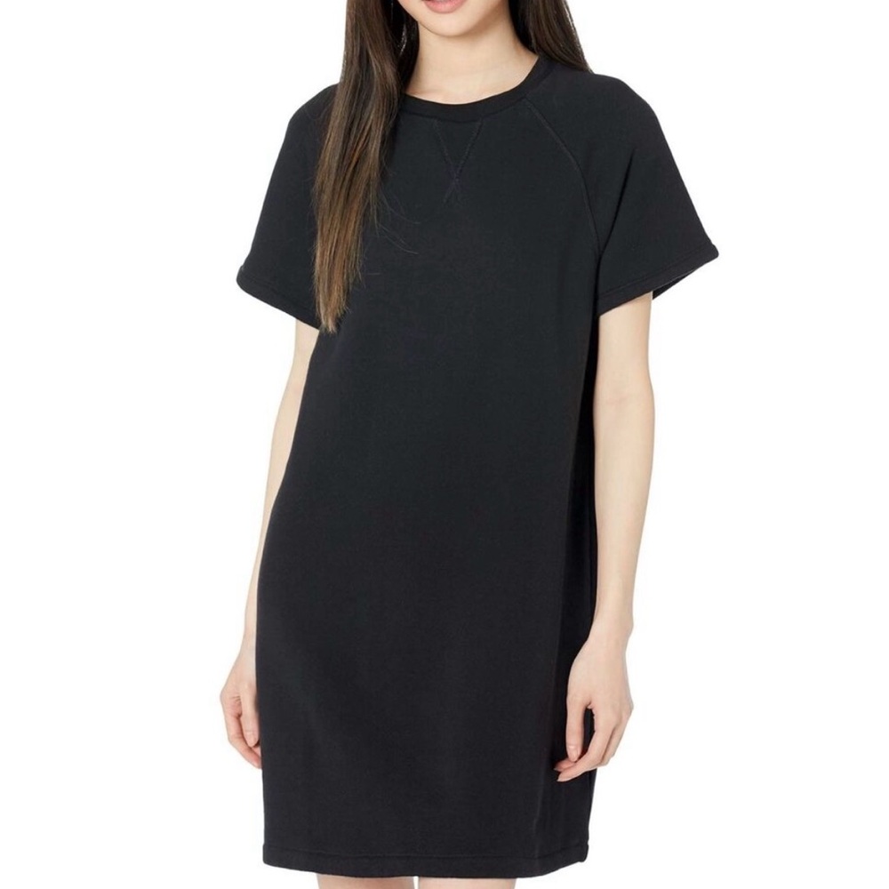 Madewell MWL Airyterry Sweatshirt Tee Dress in Black Medium EUC